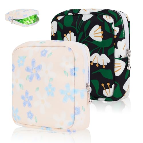 Desing Wish 2 Stück Tampon Aufbewahrung Binden Tasche Perioden Aufbewahrungstasche Klein Make Up Tasche Schminkbeutel Reise Kosmetiktasche Damen Erste Periode Set Mädchen Geschenk mit Reißverschluss von Desing Wish