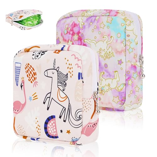 Desing Wish 2 Stück Tampon Aufbewahrung Binden Tasche Perioden Aufbewahrungstasche Klein Make Up Tasche Schminkbeutel Reise Kosmetiktasche Damen Erste Periode Set Mädchen Geschenk mit Reißverschluss von Desing Wish