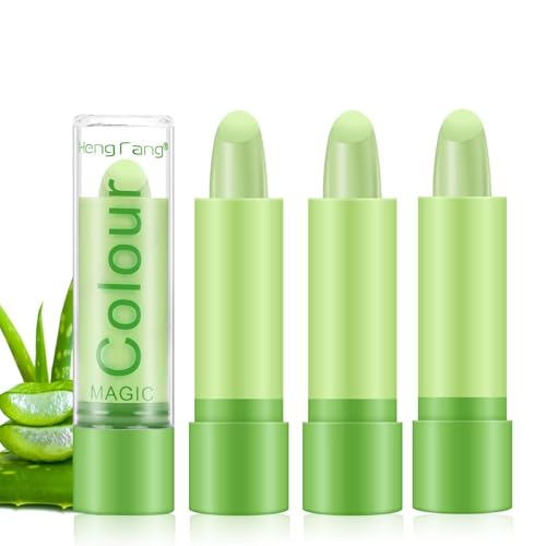 Desing Wish 3 Stück Aloe Vera Lips Lippenstift Farbwechselnder Temperaturempfindlicher Faebverändernder Lippenstift Set Pink Magic Lip Gloss Balm Jelly Lipstick 24 stunden Mädchen Geburtstage Geschenk von Desing Wish