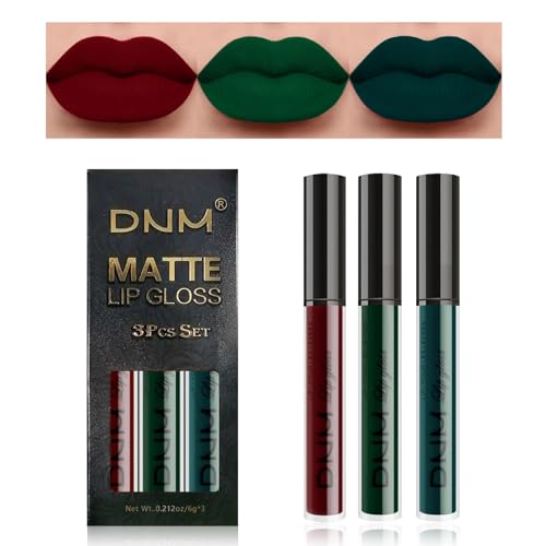 Desing Wish 3 Stück Lippenstift Set Lipgloss 24 Stunden Halt Matte Lipstick Lip Gloss Long Lasting Lippenstift Pink Roter Nude Lip Balm Make up Damen Frauen Lipgloss Geburtstage Geschenk von Desing Wish