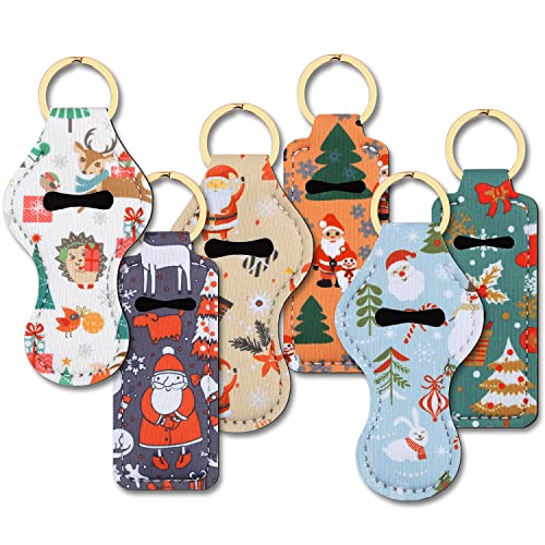 Desing Wish 6 Stück Weihnachts Chapstick Halter Schlüsselanhänger Neopren bunte Lippenstift Hülle Schlüsselanhänger Halter Tragbarer Lippenbalsam Halter zum Anklemmen Schlüssel/Geldbörse Geschenk von Desing Wish