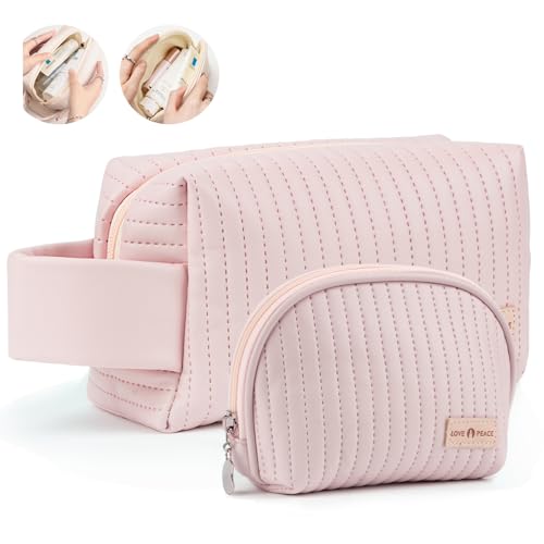 Desing Wish 2 Stück Kulturtasche Damen Kosmetiktasche Mädchen Klein Kulturbeutel Schminktasche Reise Zubehör Herren Kosmetikbeutel Cosmetic Make Up Bag Toiletry Schmink Tasche Groß mit Reißverschluss von Desing Wish