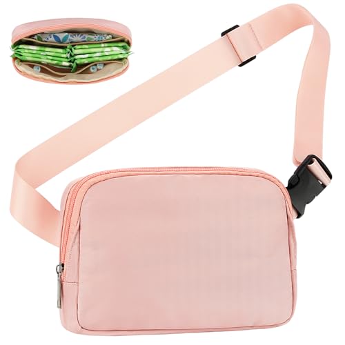 Desing Wish Nylon Periode Pouch für Reise Damenbinden Aufbewahrungstasche Kleine Sling Bag für Frauen Crossbody Periode Taschen für Damenbinden / Menstruationstassen / Tampons / Slipeinlagen (Pink) von Desing Wish