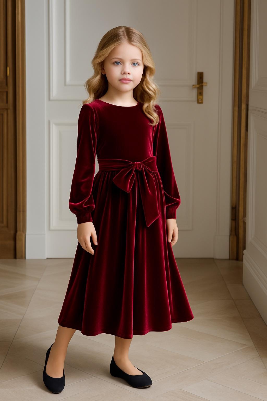 Blumenmädchen Samtkleid, Baby Mädchen Burgunder Kleinkind Samtkleid von DesirCouture