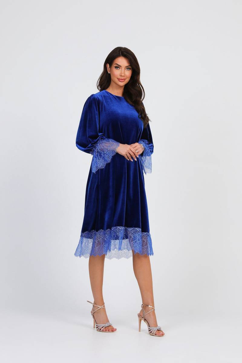 Royalblaues Kurzes Samtkleid, Cocktailkleid Mit Spitze, Partykleid, Übergroßes Kleid, Midi-Samtkleid, Tunika-Kleid von DesirCouture