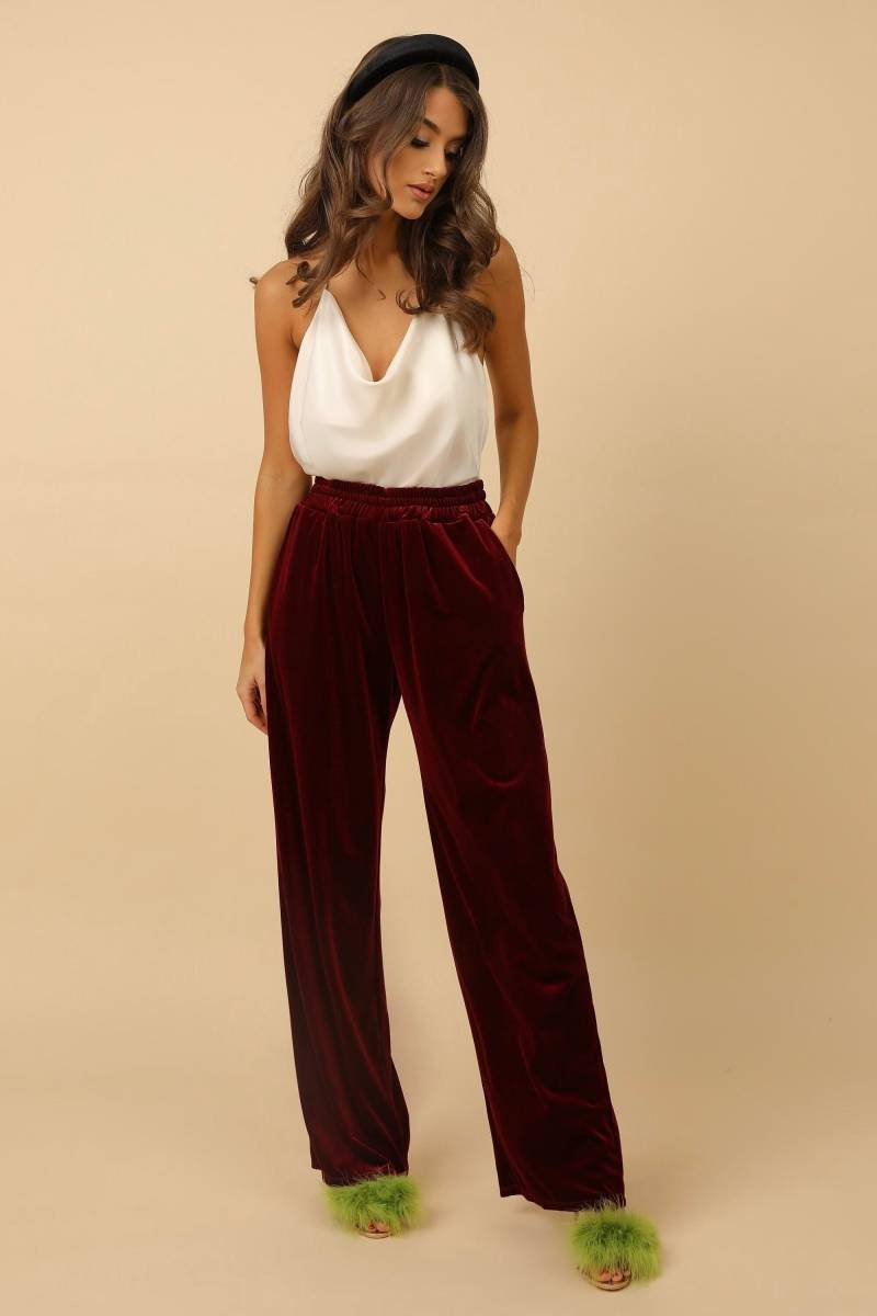 Samt Frauen Hosen Burgund Farbe Hose von DesirCouture