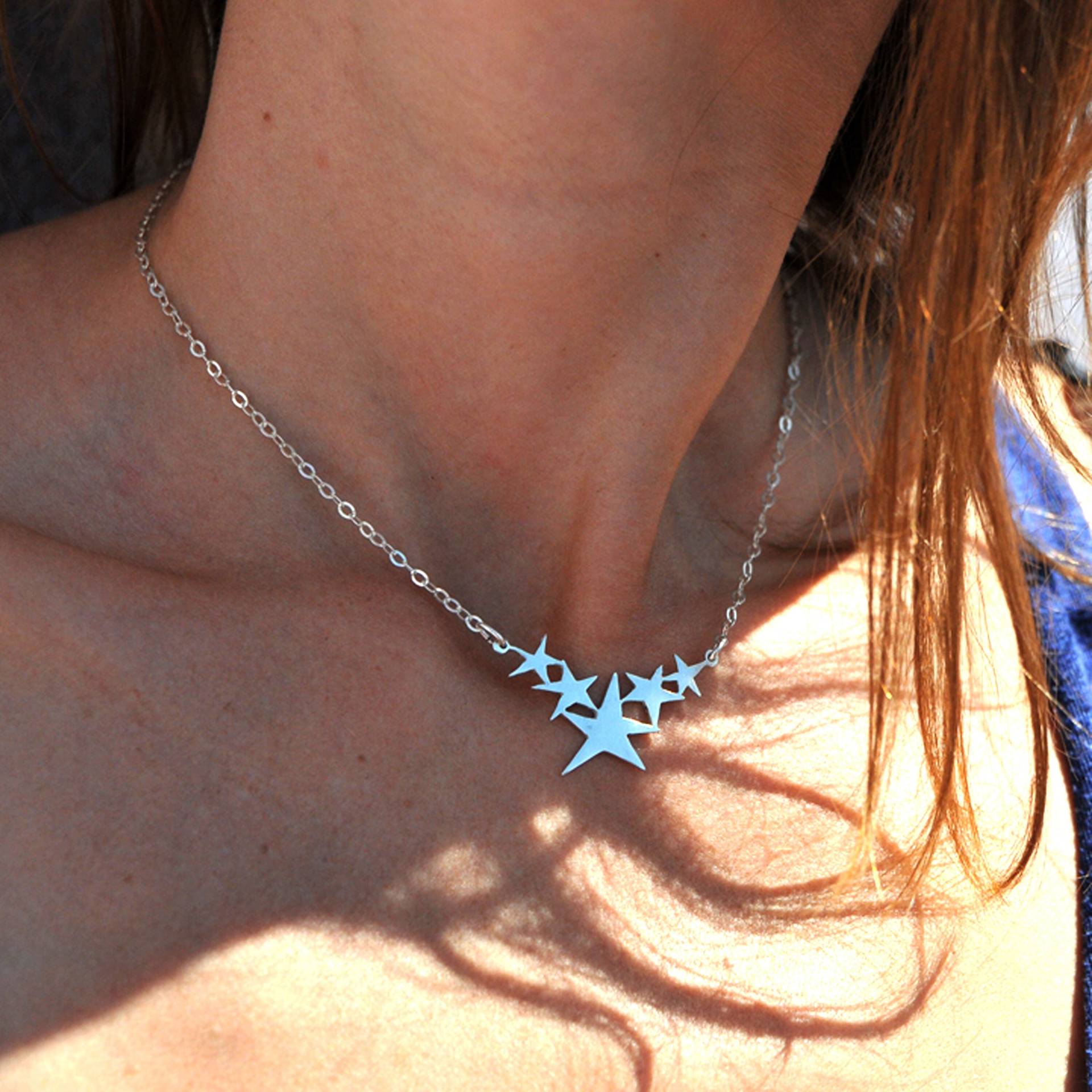 Recycelte Sternhalskette Aus 925Er Silber Sati Längenverstellbarer Halsreif, Für Damen, Sternhalsband von DesireeSchmidtParis