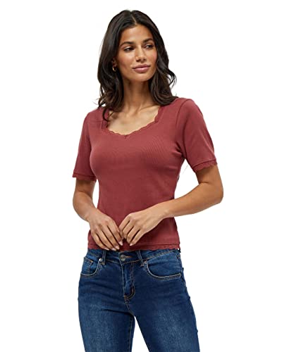 DESIRES Damen Dareen Gots Top mit Spitzenbesatz Braun S von Desires