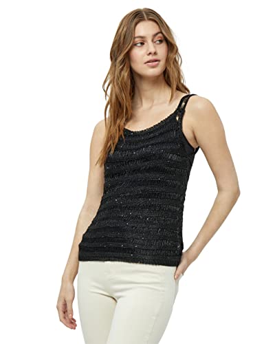 DESIRES Damenschimmerndes Tanktop, Schwarz, M von Desires