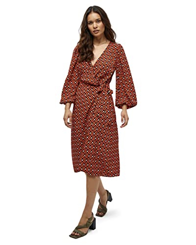 Desires Andia Lange Ärmel Midi Wrap Kleid Kleid Damen In Rot Herbst Kleid Damen Elegant Größe M von Desires