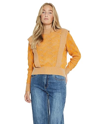 Desires Damen Edil Langen Ärmeln Langärmeliger Strickpullover, 6210S Dark Cheddar Stripe, L von Desires