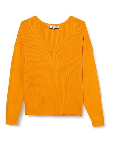 Desires Damen Geisha Orange | Herbst Pulli Größe XL Rib V-Pullover, 6530 Butterscotch von Desires