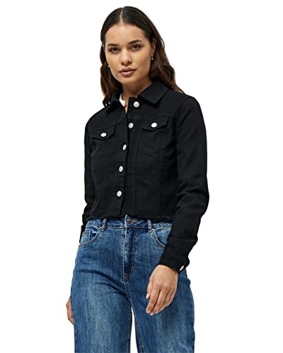 Desires Damen Lola Cropped Denim Schwarze Jacken UK | Herbstjacke Größe L Kurze Jeansjacke, 9000 Black, L von Desires