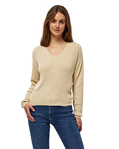 Desires Geisha Rib V Pullover Damen | Weicher Damenpullover Langarm und Puffärmel | Hochwertiger Damen Pullover Winter | Langer Pullover Damen Winter mit V-Ausschnitt von Desires