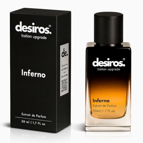 Desiros Inferno - Verführerischer italienischer Herrenduft mit langanhaltender Intensität Elixir - Markenparfüm - Parfum mit Zitrusnoten, frisch, holzig - 25% ätherische Öle - Geschenk für Herren - 50 von Desiros. Italian Upgrade