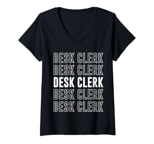 Damen Schreibtischangestellter T-Shirt mit V-Ausschnitt Damen Schreibtischangestellter T-Shirt mit V-Ausschnitt von Desk Clerk Apparel