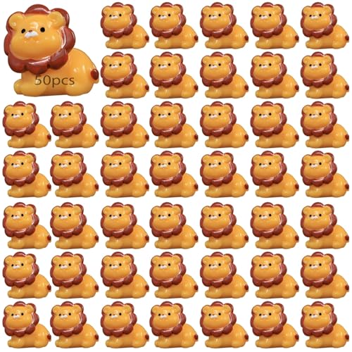 50 Stück Mini Harz Löwe Figuren Sammlung Gemischte Kleintiere Statuen für Feengärten, Heimdisplays, Bastelbedarf von Deskium