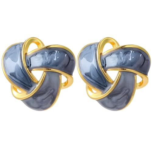 Stilvolle blaue Blumen-Clip-On-Ohrringe, elegante Tropfen-Ohrringe für Frauen, koreanisch inspirierter Schmuck, ideal für besondere Anlässe oder den täglichen Gebrauch von Deskium