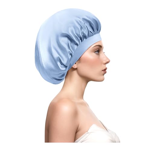 Desmend Seidenhaube zum Schlafen Silk Bonnet für kurzes Haar (Hellblau) von Desmend