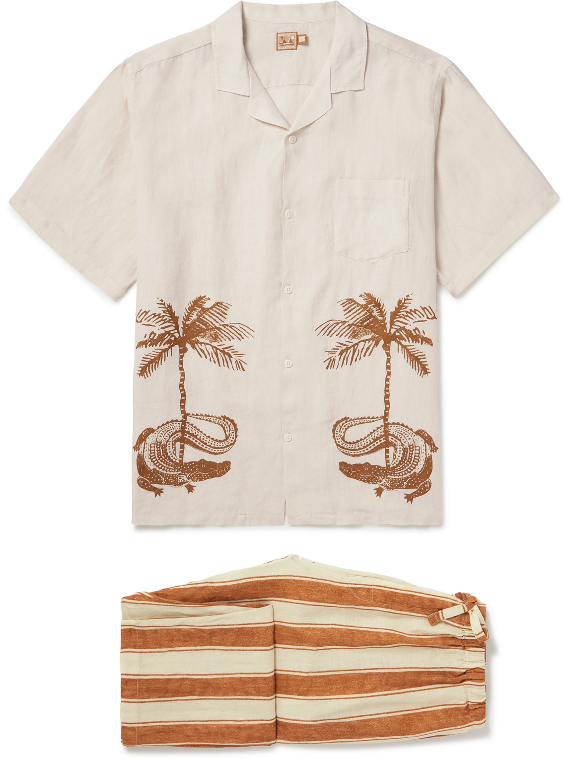Desmond & Dempsey - Printed Linen Pyjama Set - Men - Neutrals - XL Desmond & Dempsey - Printed Linen Pyjama Set - Men - Neutrals - XL von Desmond & Dempsey
