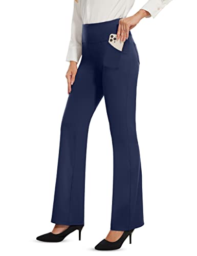 Desol Damen Bootcut Flare Yogahose, Lange Schlaghose mit 4 Taschen, Sporthose, Hohe Taille Stretch Freizeit Jogginghose Arbeitshose Ausgestellte von Desol