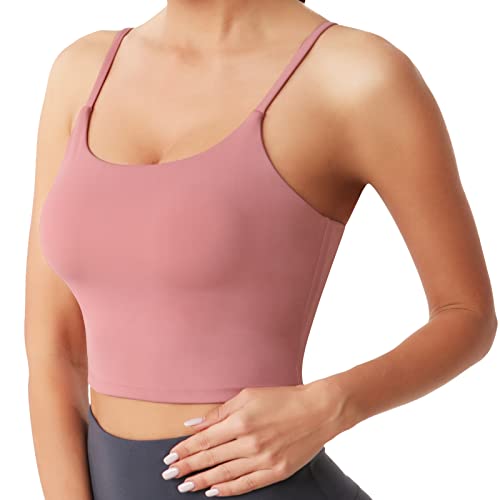 Desol Riemchen Damen Sport BH mit Polstern für Damen, Lang Geschnittenes Tank-Top Mittlerer Stark Halt Ohne Bügel Yoga Bra für Workout Fitness von Desol