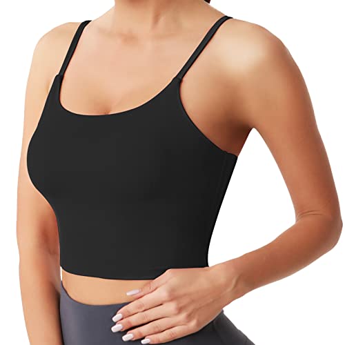 Desol Riemchen Damen Sport BH mit Polstern für Damen, Lang Geschnittenes Tank-Top Mittlerer Stark Halt Ohne Bügel Yoga Bra für Workout Fitness von Desol