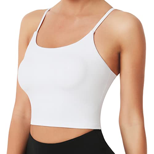 Desol Riemchen Damen Sport BH mit Polstern für Damen, Lang Geschnittenes Tank-Top Mittlerer Stark Halt Ohne Bügel Yoga Bra für Workout Fitness von Desol