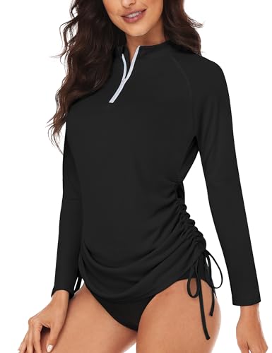 Desol Rashguard UV Shirt Damen Langarm, 1/4 Zip Surf Shirt, UPF 50+ Bademode, Schnell Trocknend und Seitlich Verstellbar, UV Schwimmshirt für Badeanzug und Surfen von Desol