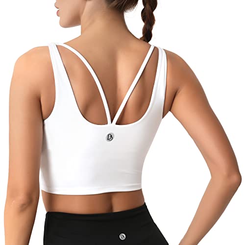 Desol Riemchen Damen Sport BH mit Polstern für Damen, Lang Geschnittenes Tank-Top Mittlerer Stark Halt Ohne Bügel Yoga Bra für Workout Fitness von Desol