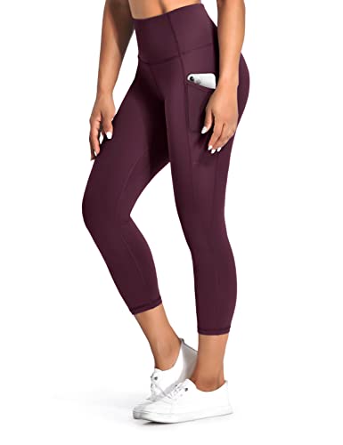 Desol Sport Leggings Damen Tasche Capri 3/4 High Waist Elastische Blickdicht Übergröße Sport Leggins mit Seitentaschen für Yoga Freizeit von Desol