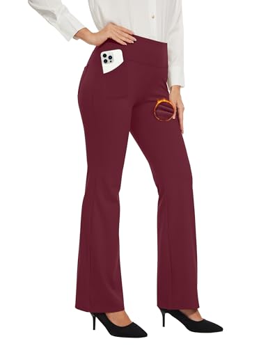 Desol Thermo Bootcut Yogahose Damen mit Innenfleece, Fleecegefüttert Schlaghose mit 4 Taschen, Winter Sporthose Damen Lang, Hohe Taille Stretch warme Jogginghose von Desol