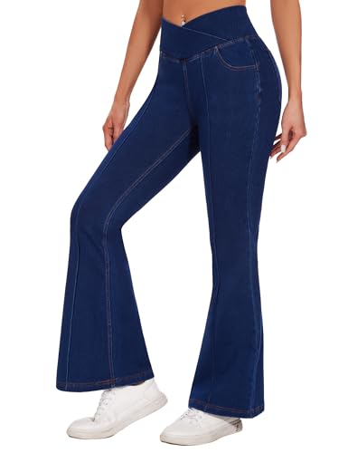 Desol V Cross Bootcut Jeans Damen mit 4 Taschen, High Waist Schlaghose Damen Jeans Flared Jeans Hohe Leibhöhe Stretch Schlagjeans für Party, Freizeit von Desol