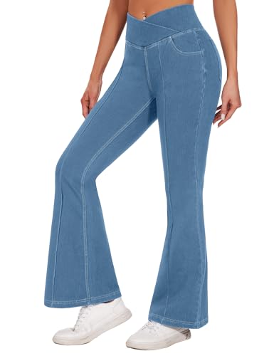 Desol V Cross Bootcut Jeans Damen mit 4 Taschen, High Waist Schlaghose Damen Jeans Flared Jeans Hohe Leibhöhe Stretch Schlagjeans für Party, Freizeit von Desol