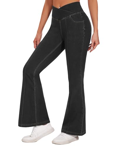 Desol V Cross Bootcut Jeans Damen mit 4 Taschen, High Waist Schlaghose Damen Jeans Flared Jeans Hohe Leibhöhe Stretch Schlagjeans für Party, Freizeit von Desol