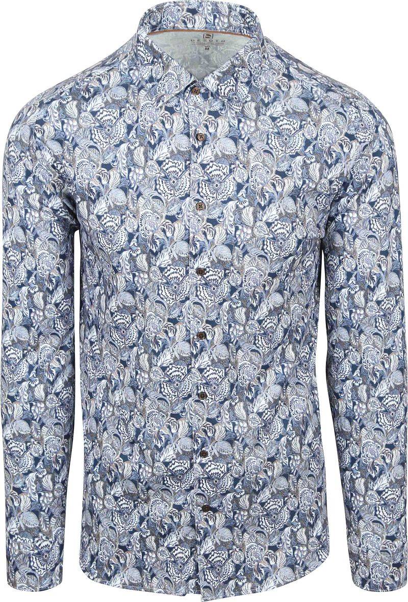 DESOTO Hemd Druck Blumen Blau  - Größe S von Desoto