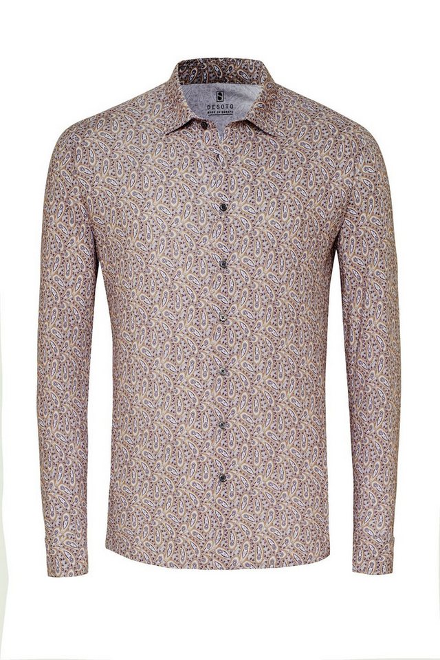 DESOTO Langarmhemd Slim-Fit Hemd Allover Muster - Slim Fit von DESOTO