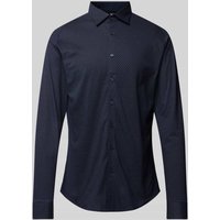 Desoto Slim Fit Business-Hemd mit Allover-Muster in Marine, Größe L von Desoto