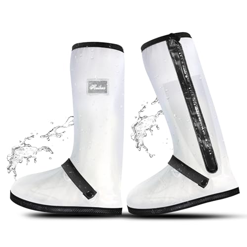 Schuhüberzieher Regenüberschuhe Wasserdicht Schuhe Überschuhe für Männer Frauen, Outdoor Rutschfester Schuhüberzieher Regenschutz Regenschuhe für Regen Schnee Staub, Wiederverwendbar, Schwarzweiß XL von Desoto