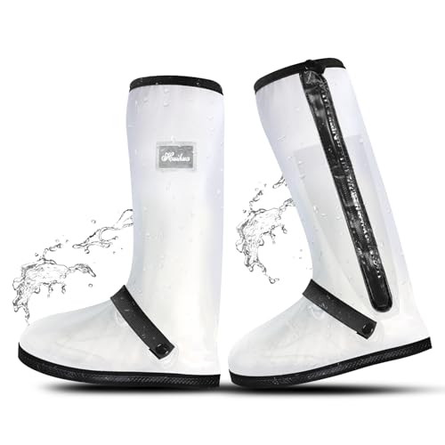 Schuhüberzieher Regenüberschuhe Wasserdicht Schuhe Überschuhe für Männer Frauen, Outdoor Rutschfester Schuhüberzieher Regenschutz Regenschuhe für Regen Schnee Staub, Wiederverwendbar, Schwarzweiß M von Desoto
