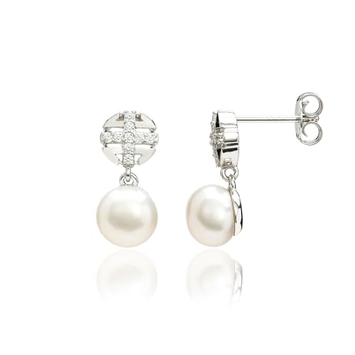 Desotos Damen-Ohrringe Perle aus 925er Sterling Silber rhodiniert 8,0mm VNADESOJ-ER-0041 von Desotos