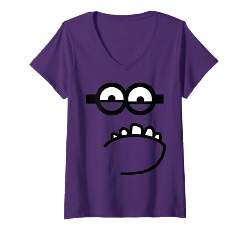 Damen Unverbesserlich Me Minions Evil Minion Face T-Shirt mit V-Ausschnitt von Despicable Me