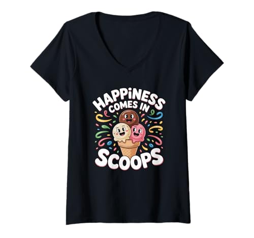 Damen Süßes Eiscreme-Liebhaber-Glück kommt in Schaufeln T-Shirt mit V-Ausschnitt Damen Süßes Eiscreme-Liebhaber-Glück kommt in Schaufeln T-Shirt mit V-Ausschnitt von Dessert Lovers Saying - DressedForDuty