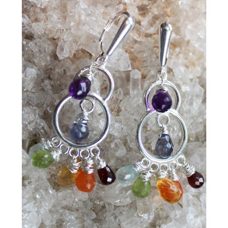 Chakra Edelstein Kronleuchter Ohrringe Regenbogen, Ausgleichend von DestarteJewelry