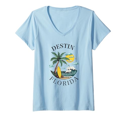 Damen Destin Florida Souvenir Herren Damen Mädchen Jungen Jugend Kinder T-Shirt mit V-Ausschnitt Damen Destin Florida Souvenir Herren Damen Mädchen Jungen Jugend Kinder T-Shirt mit V-Ausschnitt von Destin Florida Souvenir Floridian Reminder