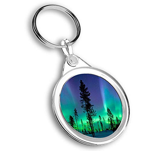 Destination Vinyl ltd 1 x Foto-Schlüsselanhänger – Aurora Borealis, Nordlichterwald, Schlüsselanhänger, Charm, #44165, multi, M von Destination Vinyl Ltd