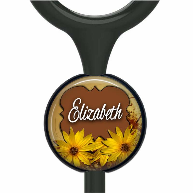 Personalisiertes Sonnenblumen-stethoskop-Namensschild Einstellbare Krankenschwester-Id von DestinationLtd