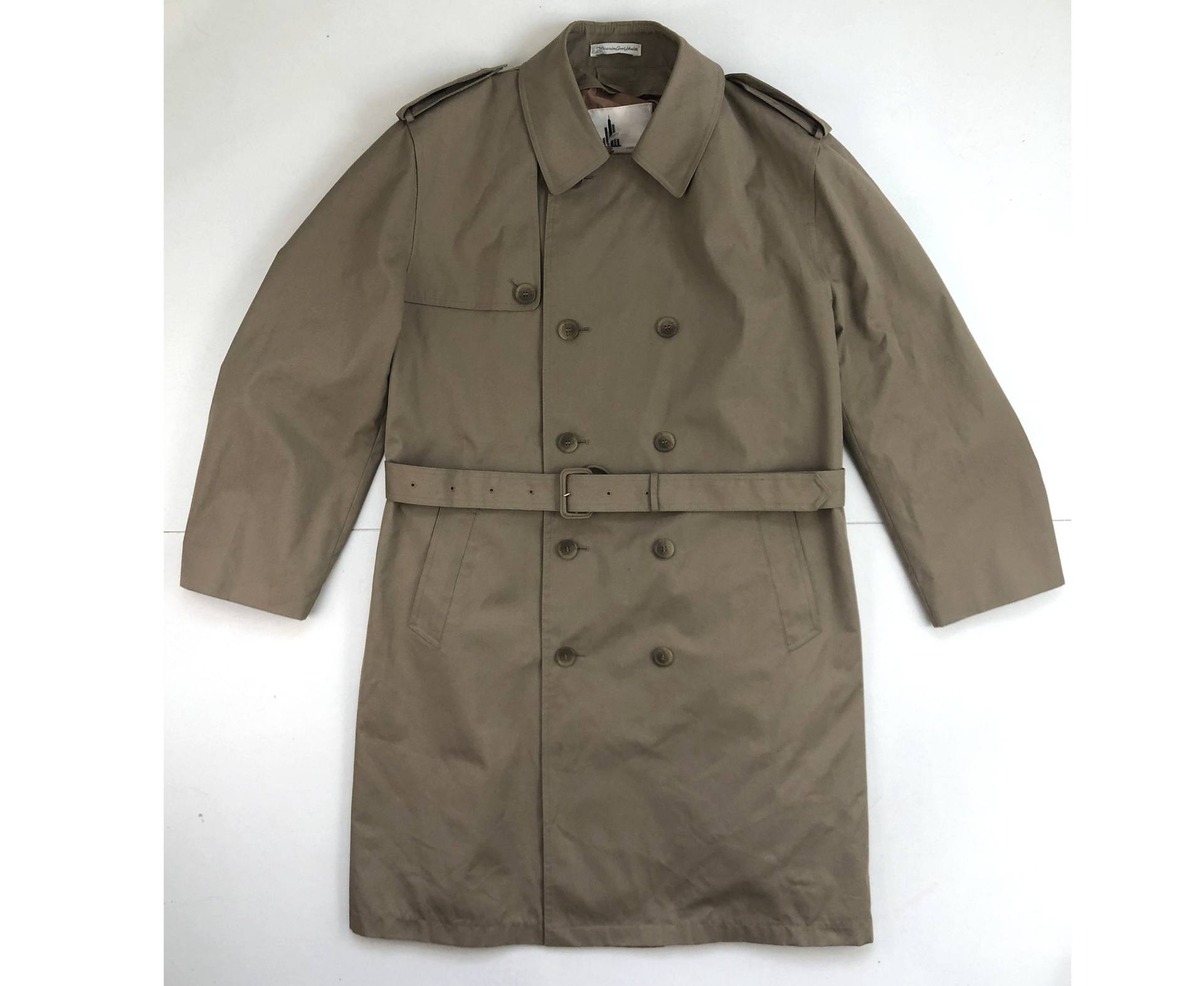 Vintage Herren Regen Trenchcoat | 90Er Jahre Wasserdichter Zweireihiger Mantel Mit Gürtel Größe Xl von DestrierVintage