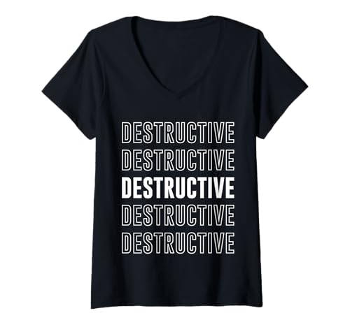 Damen Destruktiv T-Shirt mit V-Ausschnitt Damen Destruktiv T-Shirt mit V-Ausschnitt von Destructive Apparel