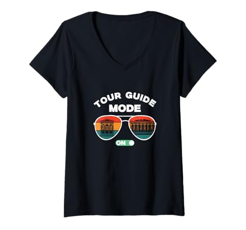 Damen Reiseleiter-Modus für lustige Touristenführer für einen Touristenführer T-Shirt mit V-Ausschnitt Damen Reiseleiter-Modus für lustige Touristenführer für einen Touristenführer T-Shirt mit V-Ausschnitt von Detour Tourist Guiding Wanderer